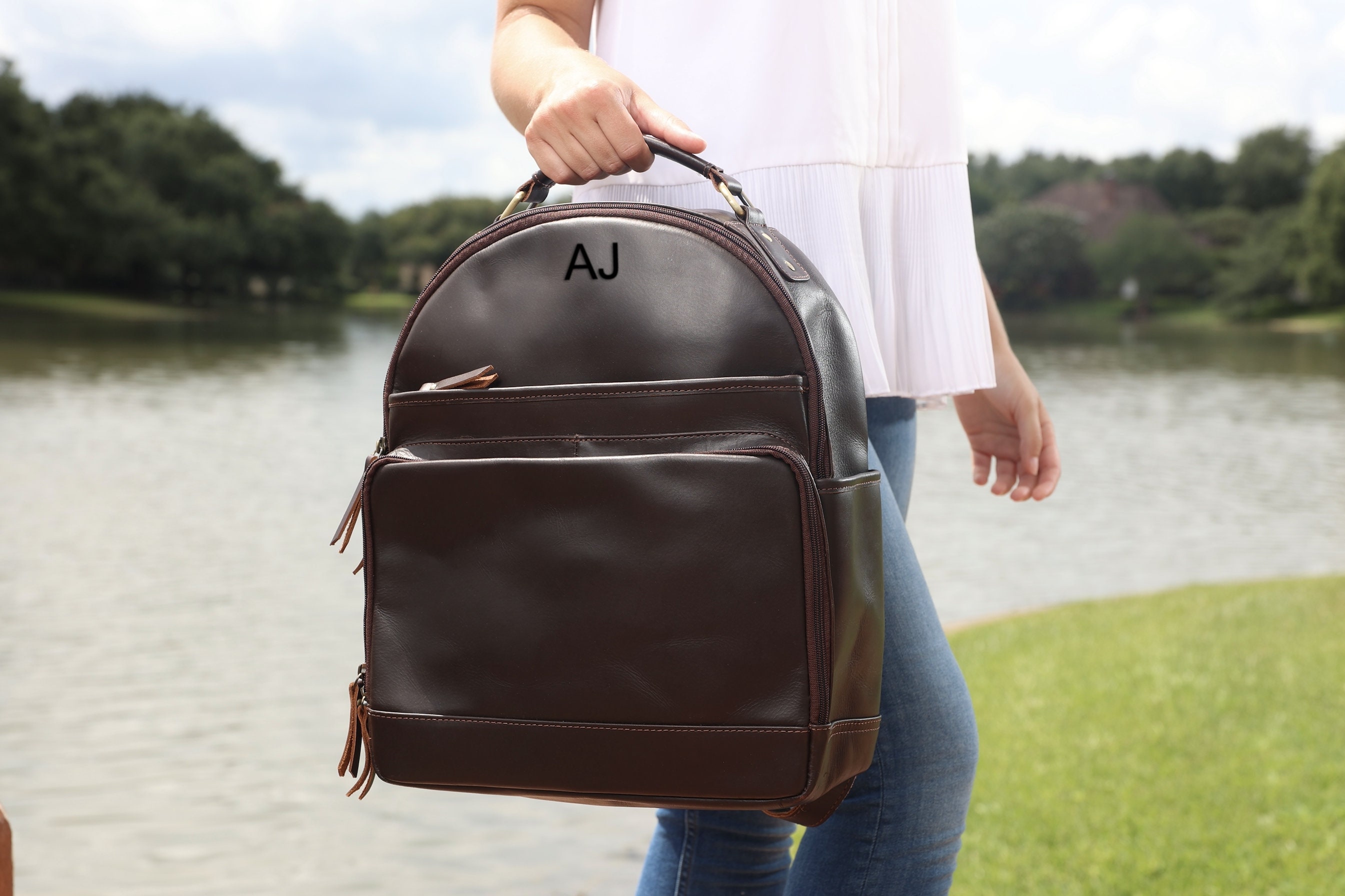 Personalized Leather Backpack, Handmade Rucksack, Laptop Compartment - Etsy