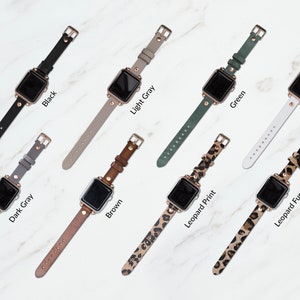 Slim Apple Watch Leather Band, Gift for Wife iWatch Strap for 38mm 40mm 41mm 42mm 44mm 45mm, Apple Watch SE 9 8 7 6 5 4 3 Bridesmaid Gifts
