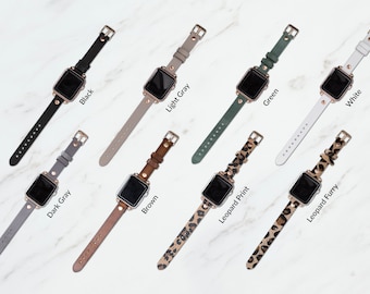 Slim Leather Apple Watch Band, Personalized iWatch Strap