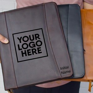 Personalized Leather Portfolio, Document Bag with Zipper, Letter Size Organizer Folders, Premium Engraved Logo Option Available A4 A5 Holder