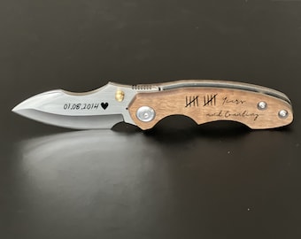 10 years Tally Mark, 10th Anniversary Gift, Wedding and Dating Anniversary, Personalized Pocket Knife, 10 year Anniversary Gift
