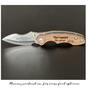Retirement Gift, Retirement Gifts for Men and Women, Personalized Engraved Folding Knife, Happy Retirement Gift, Teacher Retirement Gift
