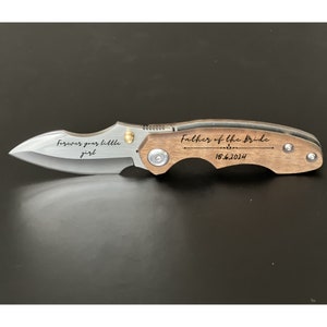 Father of the Bride Gift from Daughter, Personalized Pocket Knife, Engraved Knife
