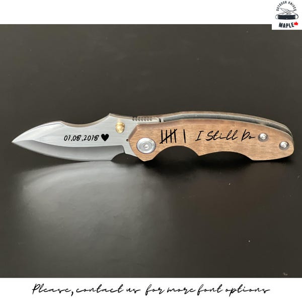 6 Tally Mark Pocket Knife, Husband Wife Gifts For Men Women 6th Wedding Iron Anniversary Personalised 6 Years Pocket Knife, I Still Do