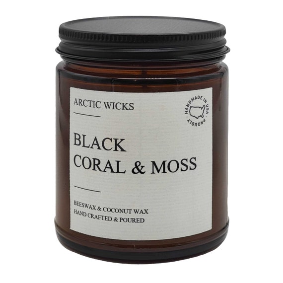 Black Coral and Moss Handcrafted Candle 7.2oz Amber Jar Etsy
