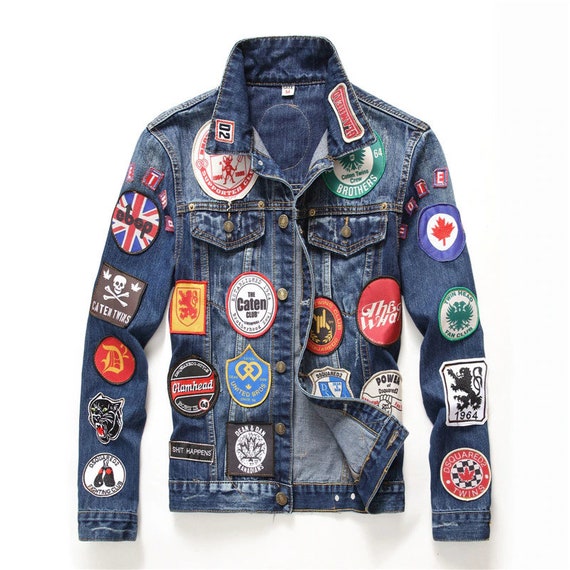 Stylish Men Badge Luxury Denim Jacket Full Sleeve High - Etsy