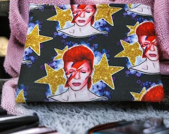 Borsa in tessuto ispirata a Bowie / trousse / custodia per iPad / regali / regalo di Natale / borsa da viaggio / regalo / borse stravaganti / icona della musica / 2 misure
