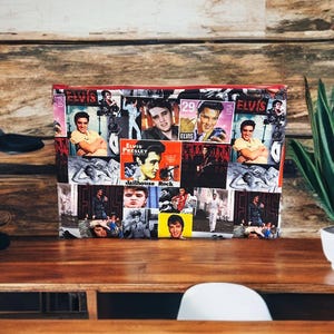 Bolsa grande Elvis | Capa para iPad | 29 x 20 cm | Bolsa grande | Tecido exclusivo | Quirky Purses | Tecido de ícone da música | Feito à mão | Fecho de zíper