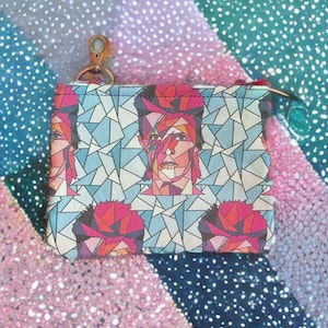 Porte-monnaie en tissu Bowie | Porte-monnaie | mélomanes | Cadeaux | Cadeau de Noël | Sac de voyage | Sac d'argent | Cadeau d'anniversaire | clip de sécurité
