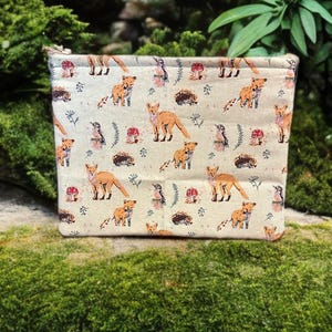 Fox wildlife mushroom make up bag | Gifts | Cosmetic bag | pencil case | glasses case | mobile phone case | Quirky Purses | unusual fabric
