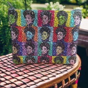 Prince inspired glitter fabric make up purse | Purse | music lovers | Birthday Gift | Present | Quirky Purse | unusual | 90s music | iconic