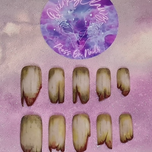 Creepy Zombie Broken Dirty Dead Horror Halloween Hand Painted Luxury Press on Nails.