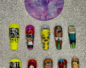 Cartoon Network Themed Mixed Character Hand Painted Press on Nails
