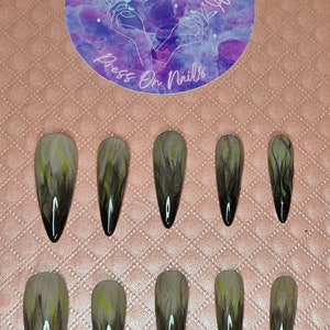 Smokey Gothic Witchy Poison Inspired Handpainted Luxury Press on Nails