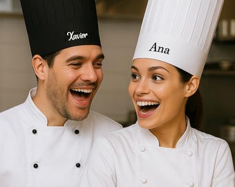 Gorro de Chef Personalizado Unisex Blanco | Personaliza con Nombre o Frase | Gorro Ligero y Transpirable – Regalo para Cocineros