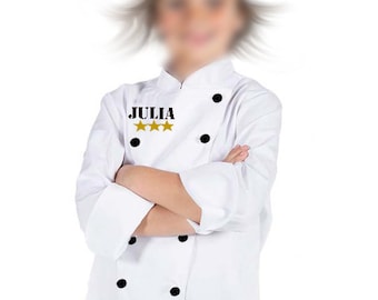 Vestes de cuisine pour enfants. Veste de chef enfant personnalisée. Ensemble toque et veste de chef. Cadeau entièrement personnalisé