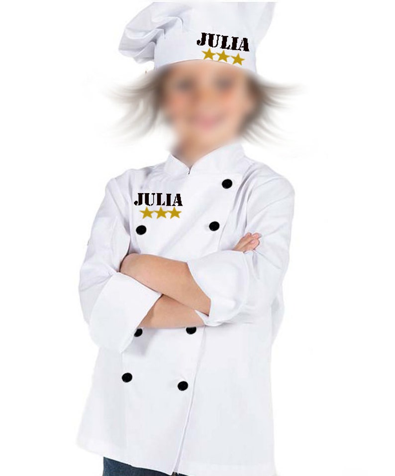 Chaquetas de cocina para niños. Chaqueta Chef de niño Personalizada. Conjunto de gorro y chaquetas cocinero. Regalo totalmente personalizado imagen 1