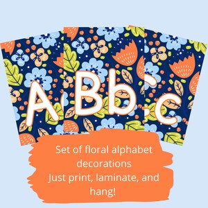 Conjunto de carteles de alfabeto floral, decoraciones para el aula