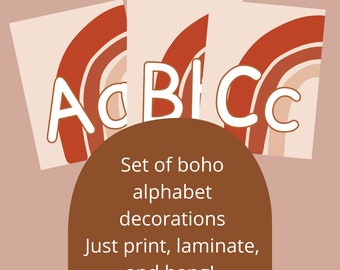 Zestaw plakatów Boho Rainbow Alphabet