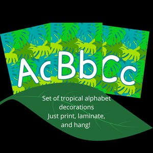 Set of Tropical Themed Alphabet Posters, Tropical Themed Classroom Decorations