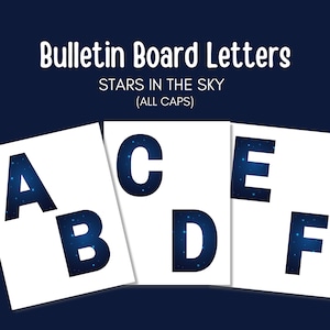 Stars in the Sky Bulletin Board Letters, Printable Bulletin Board Letters