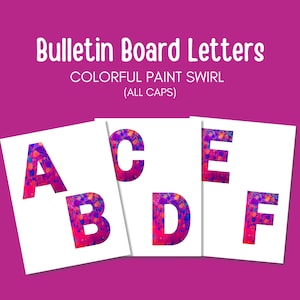Paint Swirl Bulletin Board Letters, Printable Bulletin Board Letters