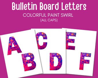 Paint Swirl Bulletin Board Letters, Printable Bulletin Board Letters
