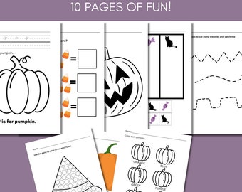 Halloween Worksheets for Kids, Halloween Worksheet Bundle for Preschool and PreK