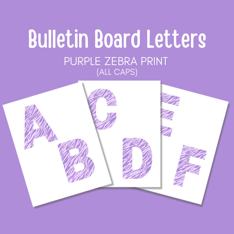 Zebra Print Bulletin Board Letters, Printable Bulletin Board Letters Etsy