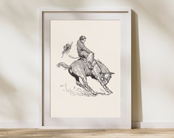 Vintage Buckin' Bronco Poster, Digital Download, Vintage Western Poster, Retro Poster, Wild West Print, Western Wall Art