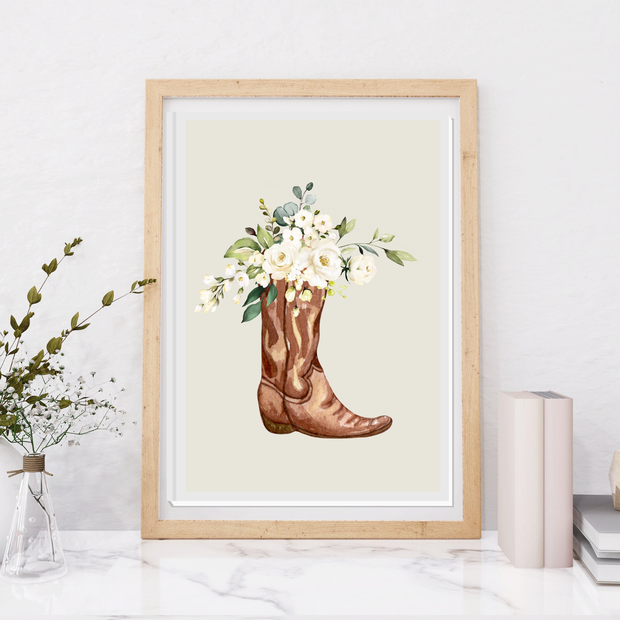 Cowgirl Boot Printable Art Poster, Brown Cowgirl Wall Art, Trendy ...