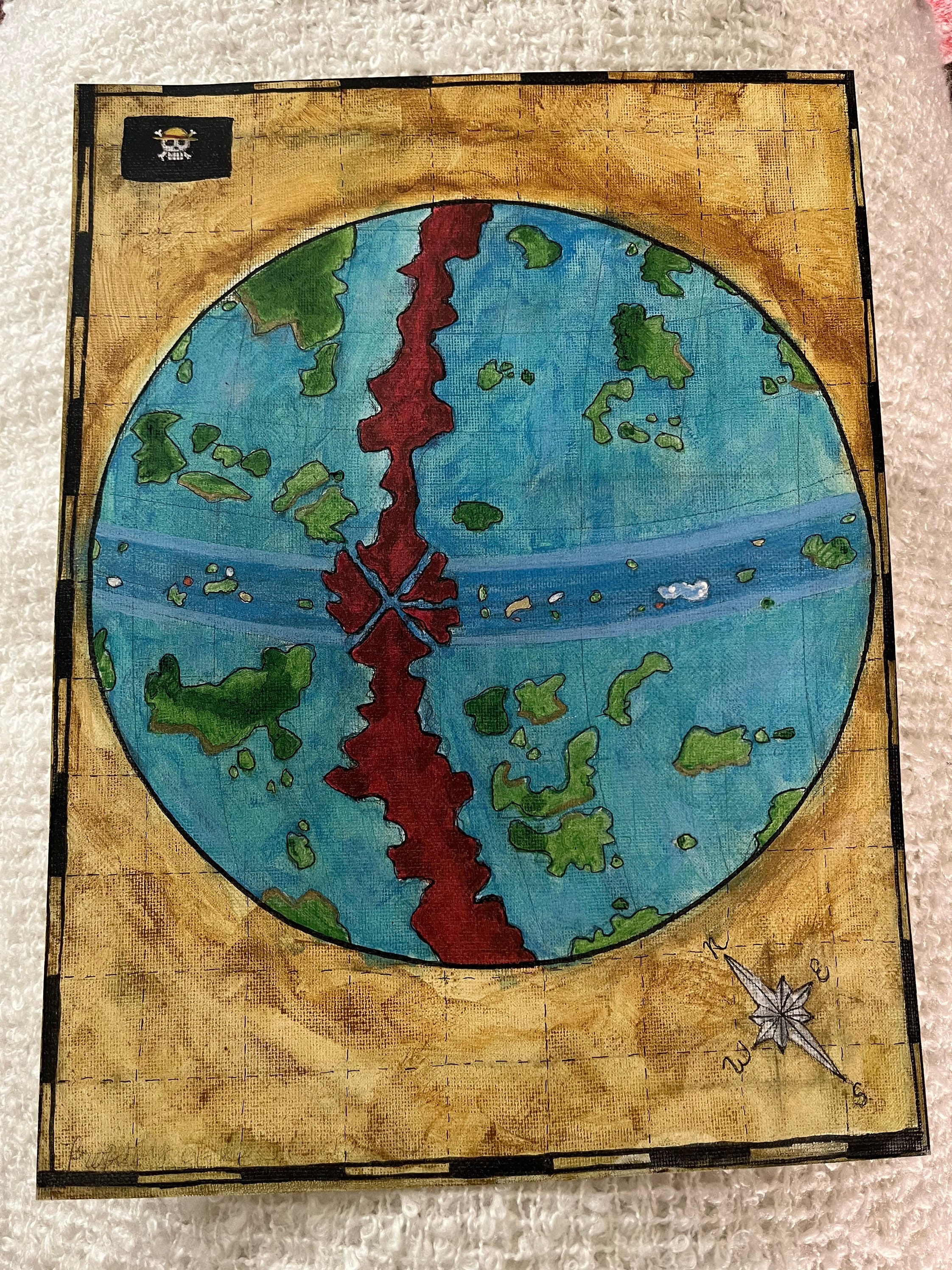 One Piece World Cloth Map Scroll - Inspired by One Piece - Geekify Inc