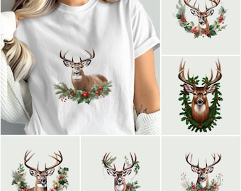 Christmas Deer PNG, Deer Clip Art, Holiday Deer PNG, Deer Head, Instant Download, Digital Bundle PNG