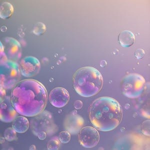 Iridescent Bubbles Digital Art, Abstract Bubbles Print, Fantasy Bubbles Background, Dreamy Aesthetic, Wall Art Decor