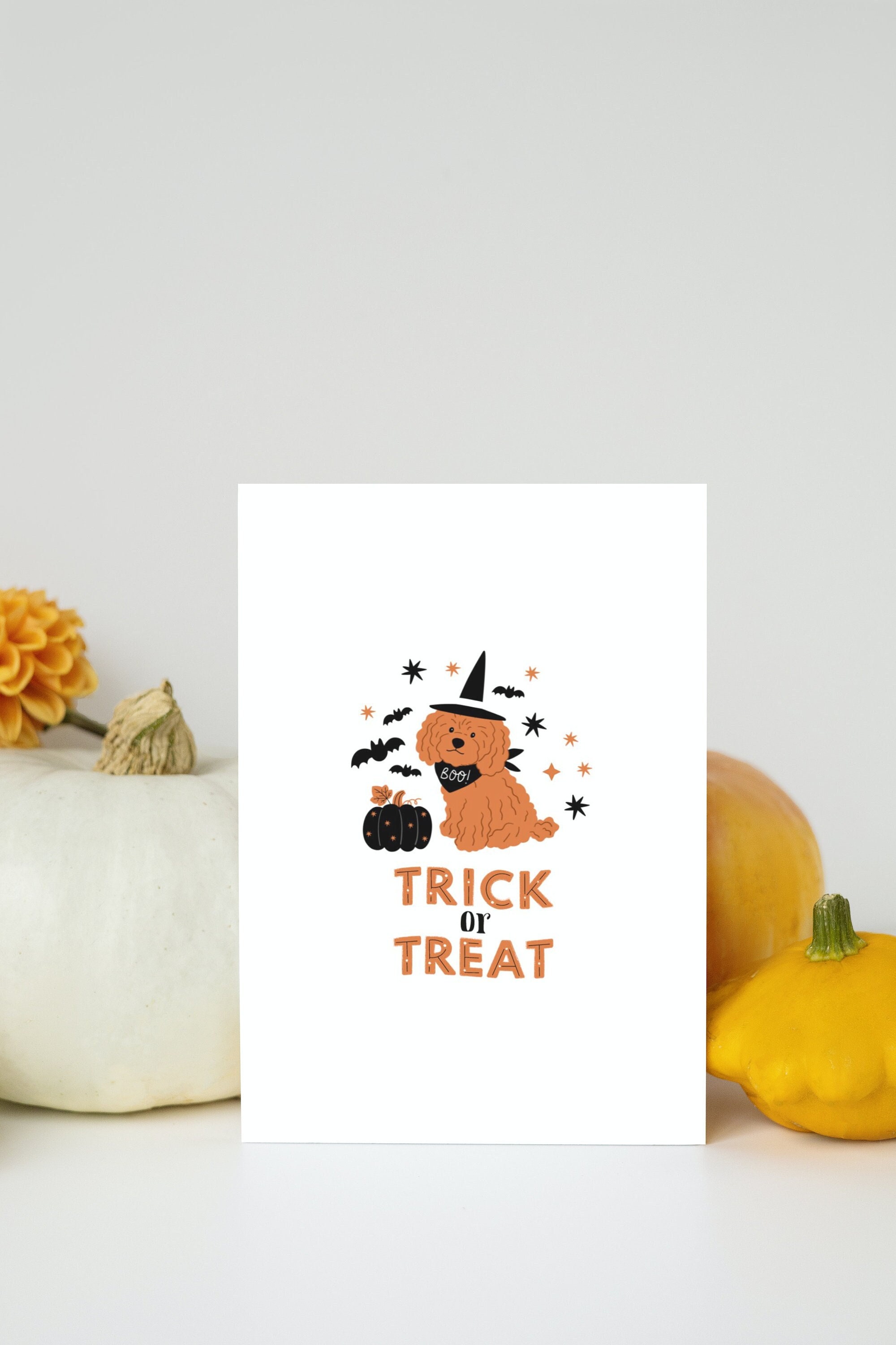 Printable Digital Download Trick or Treat Halloween Dog Greeting Card ...