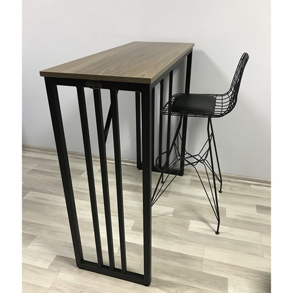 Table de bar en bois, Table console rectangulaire, Table d’entrée moderne, Table console d’entrée, Table de cuisine, Bar rustique