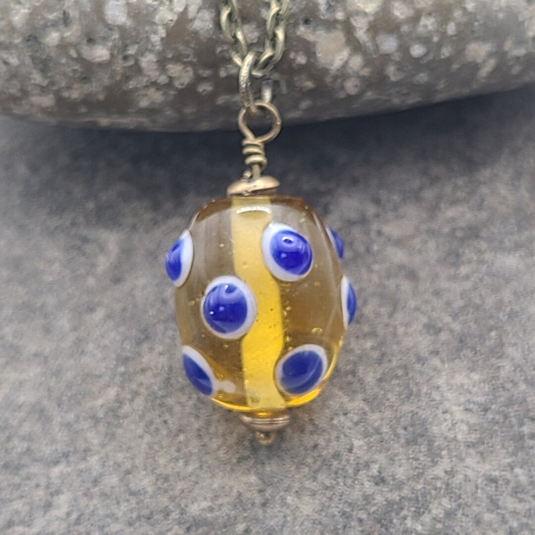 Sputnik Glass Bead Jewelry Yellow / Blue Etsy