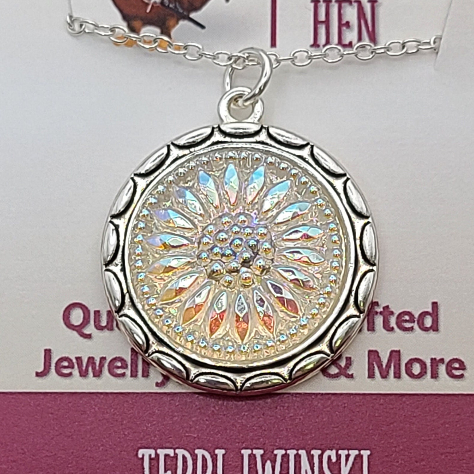 Crystal AB Sunflower 18 Mm Czech Button Necklace - Etsy