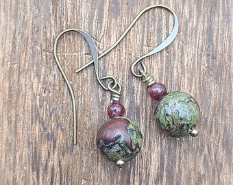 Jasper & Garnet Drop Earrings