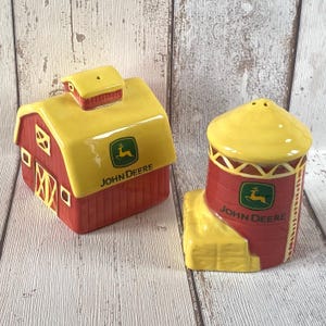 Vintage John Deere Salt and Pepper Shakers in Original Box