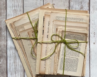 50 verschiedene antike Buchseiten, Ephemera Kit für Junk Journals