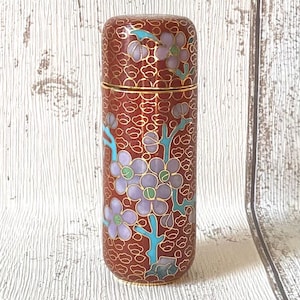Maceta floral con tapa cloisonné china vintage