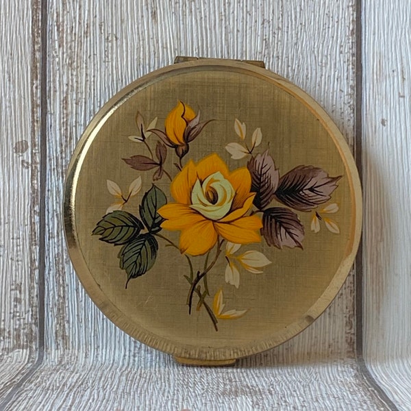 Vintage 1960s Stratton Orange Rose Pressed Powder Compact