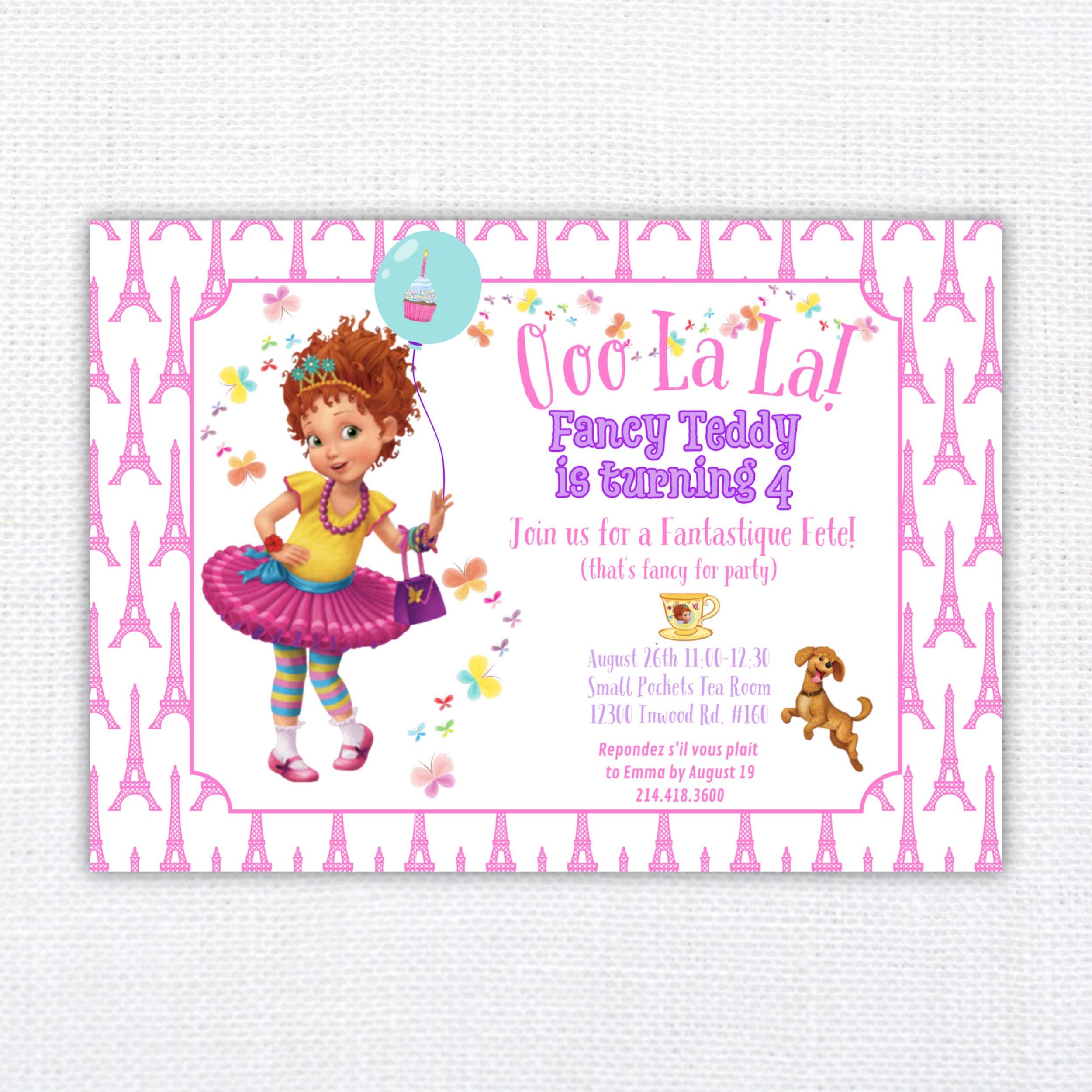 Fancy Nancy Birthday Invitation, Girls Birthday Party, Tea Party ...
