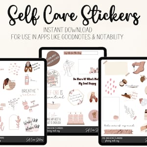 Self-Care Digital Stickers, Digital Planner Stickers, Black Girl Digital Stickers, Precropped PNG, GoodNotes, Notability