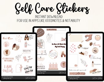 Self-Care Digital Stickers, Digital Planner Stickers, Black Girl Digital Stickers, Precropped PNG, GoodNotes, Notability