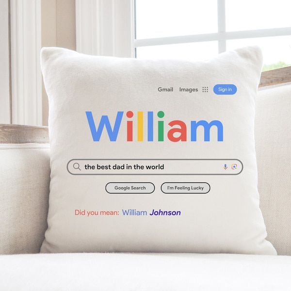 Father's Day Pillow, Google Search Inspired Pillow, Personalized Pillow, Gift for Dad, Father's Day Gift