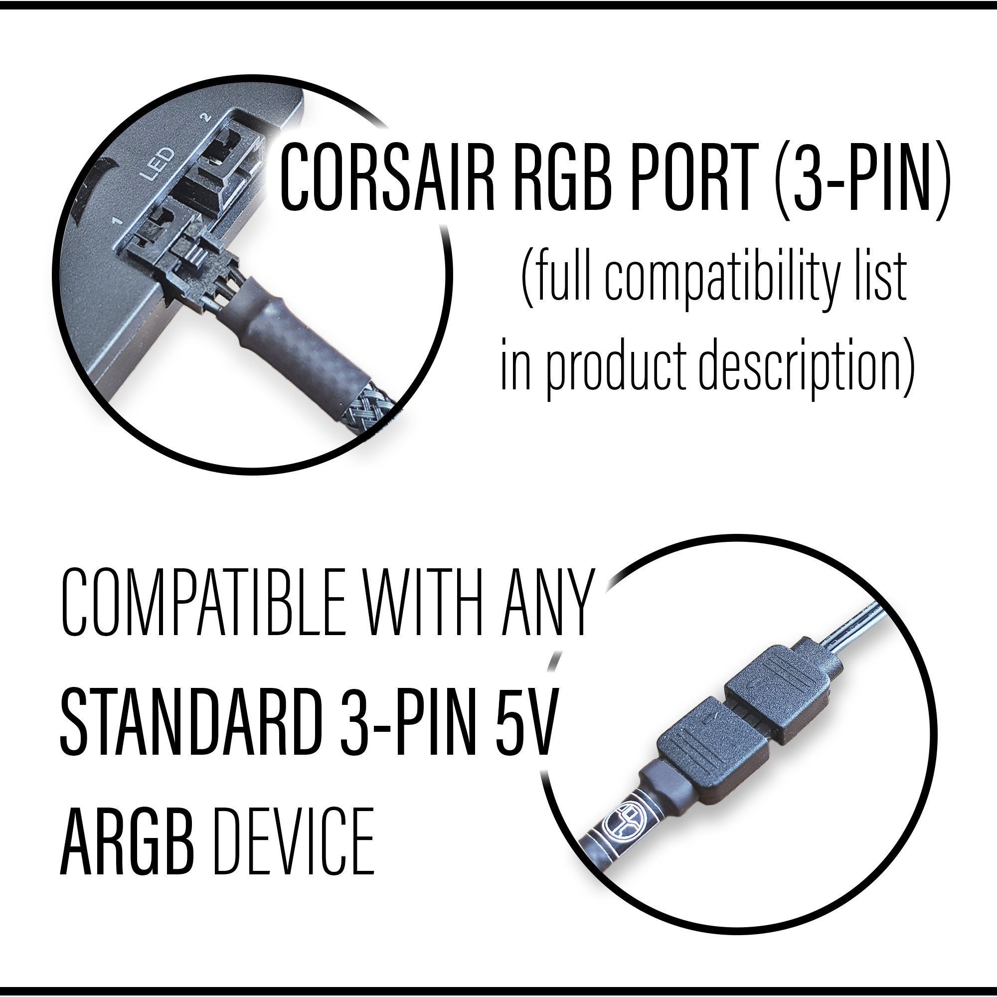 Corsair RGB to Standard ARGB 3-pin 5V Adapter male/female 