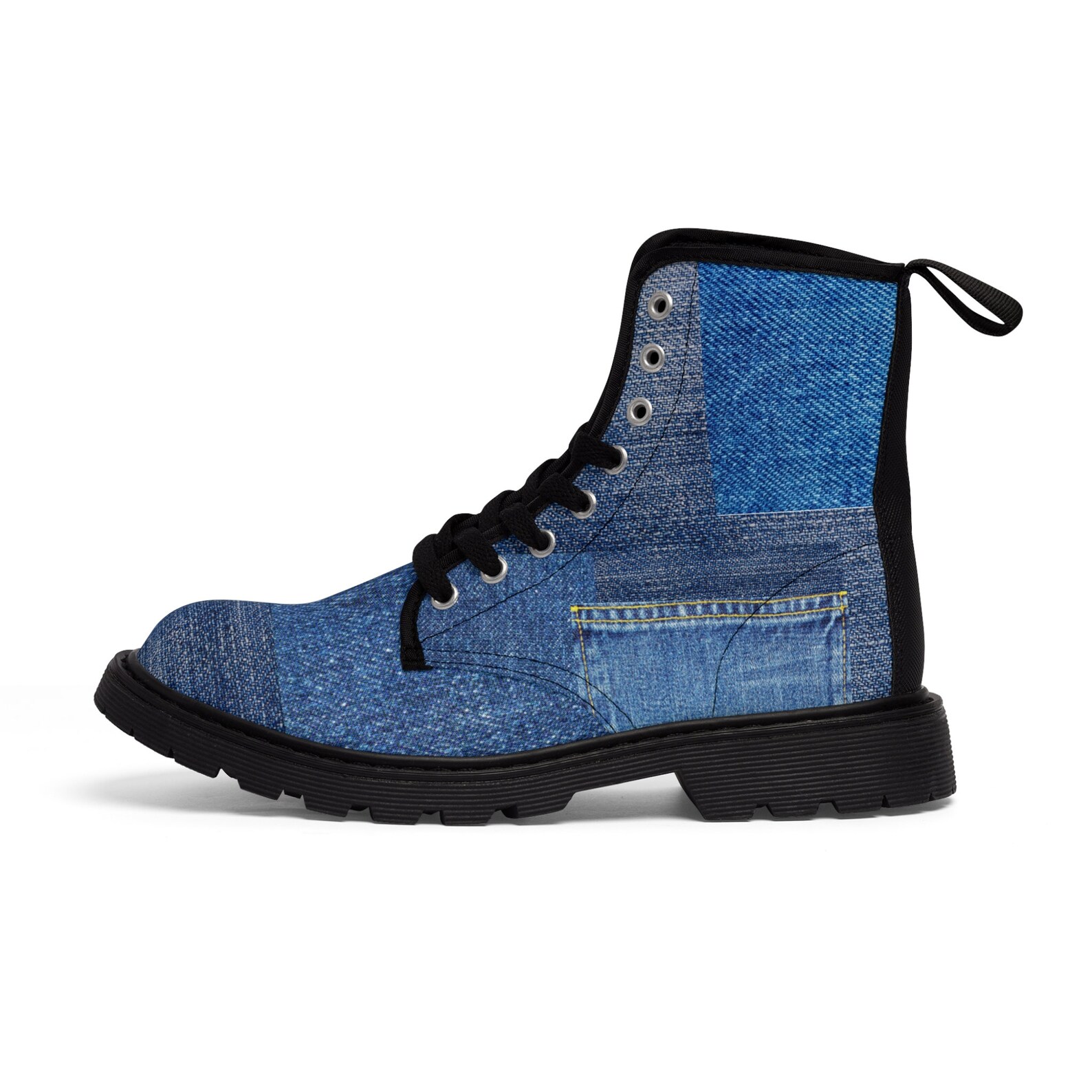 Contrast Canvas Low Heel Boots main image 1