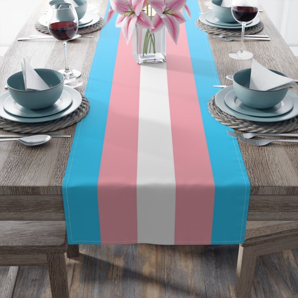 Arredamento per la casa trans, arredamento da tavolo Lgbt, runner da tavolo Lgbt, runner da tavolo Gay Pride, arredamento natalizio lgbt, runner da tavolo arcobaleno, natale trans